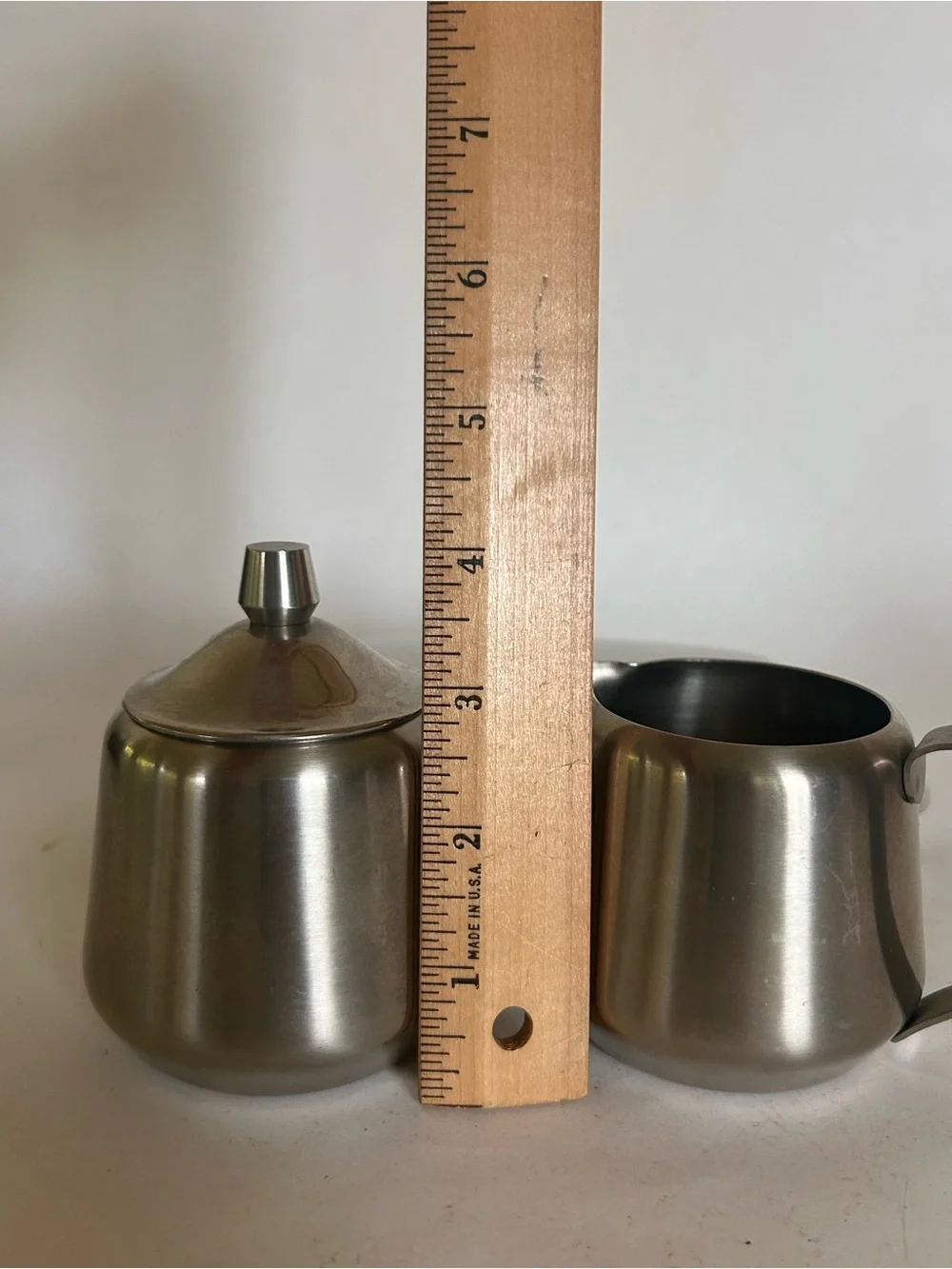 Vintage MCM Stainless Steel Butter Sugar Lid Creamer Set Oneida 18/8 Japan Retro